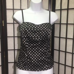 Studio Y Polka Dot Tank Top Sz S Full Zipper Side